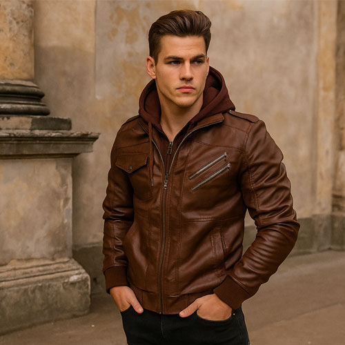 Hooded Leather Jacket